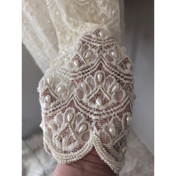 Vintage Scala beaded lace feminine pearl layering cardigan coverup XL - Picture 5 of 11